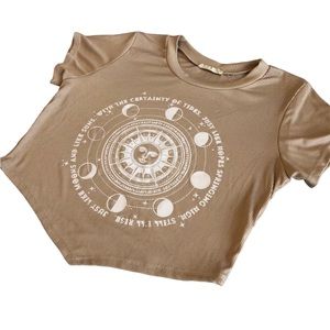 Cream Sun and Moon Crop Top